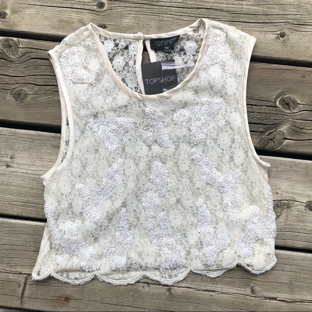 Beaded Lace Crop TopShop NWT